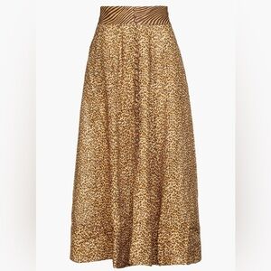 ZIMMERMANN Brown Empire Leopard-print Linen Midi Skirt Size Zimmermann 1